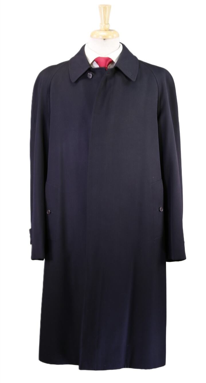 Burberrys Mens Navy Balmacaan Wool Showerproof Coating Overcoat Eu 50 - US 40